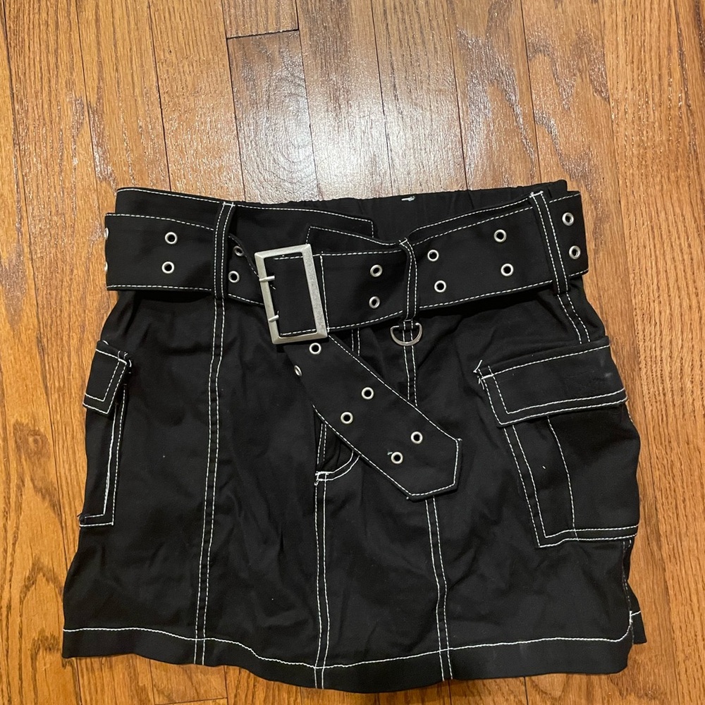 Charolette Russe mid ride mini skirt. Silver buckle detailing.